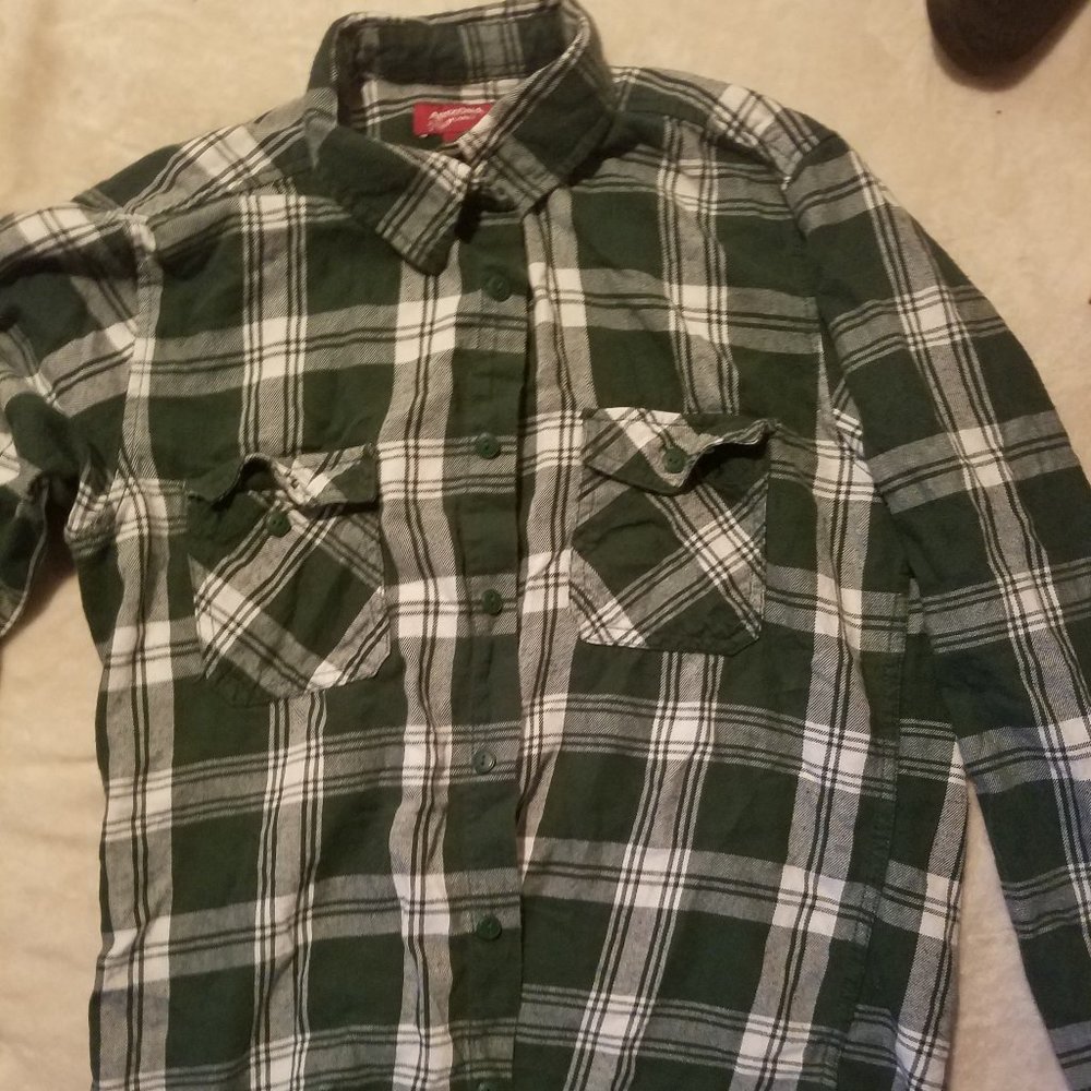 Arizona Green and White Flannel